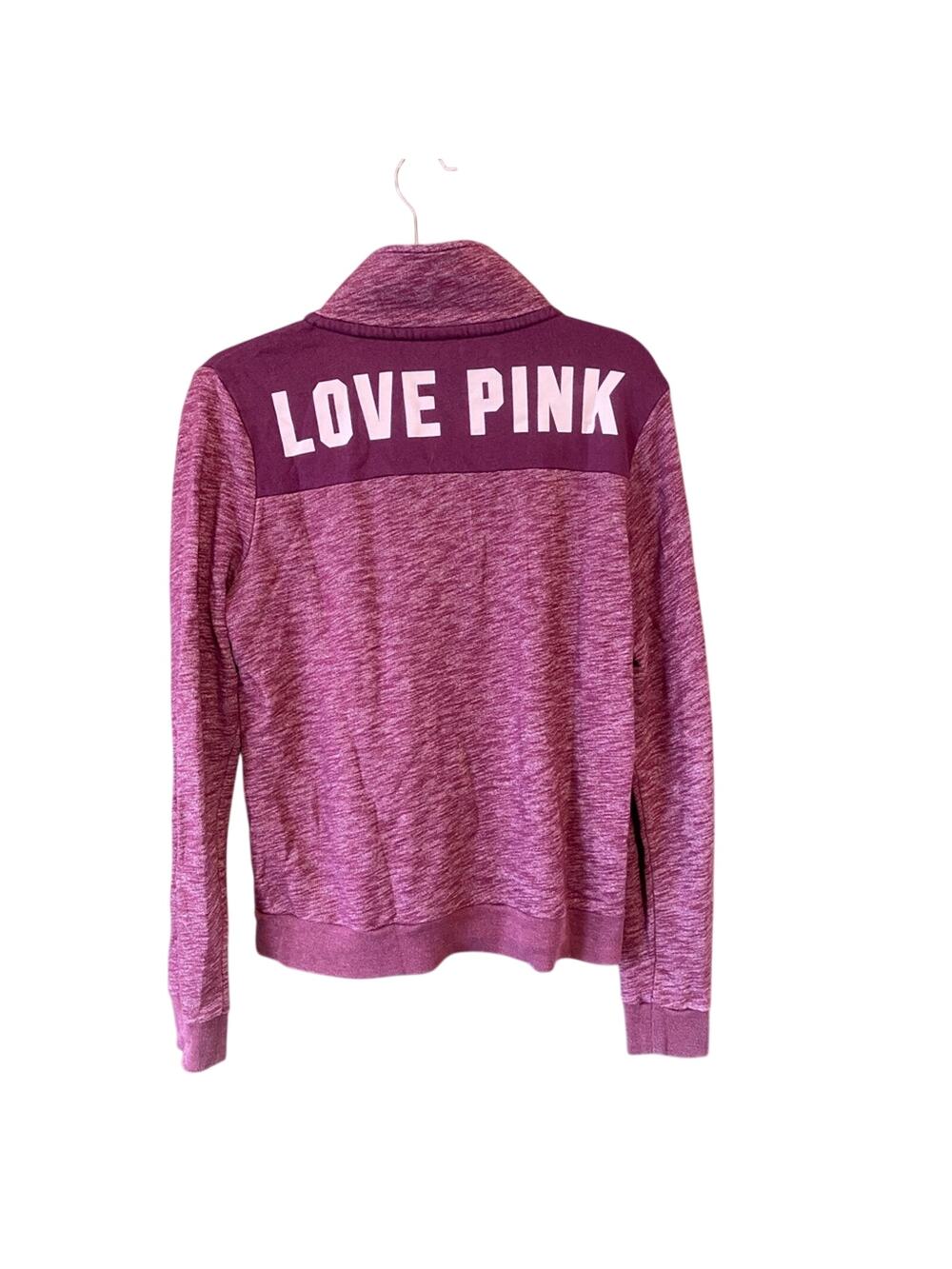 Victorias Secret Pullover Womens Medium PINK Gym Lounge Athletic Stretch 1/4 Zip